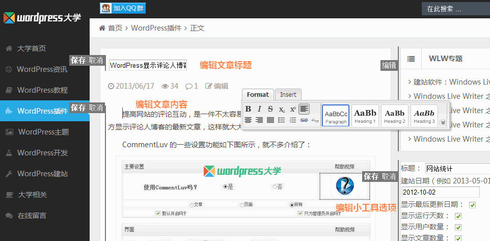 WordPress前端编辑器插件：Front end Editor（已汉化） WordPress基础教程 wordpress教程 第2张