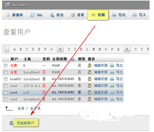 phpMyAdmin教程 之 创建新用户/导入/导出数据库 WordPress网站维护 wordpress教程 第1张