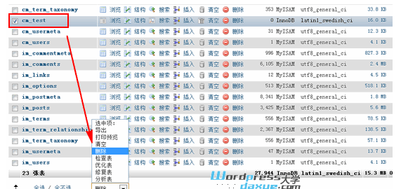 phpMyAdmin教程 之 检查/优化/修复/删除/编辑数据表 WordPress网站维护 wordpress教程 第3张