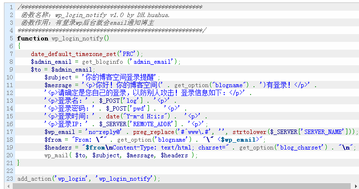 有人登录WordPress后台时邮件提醒管理员 WordPress网站维护 wordpress教程 第2张