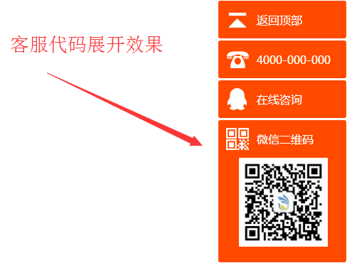 jQuery橘红色右侧在线客服代码 微信二维码 返回顶部 在线客服 jquery 客服代码 第1张