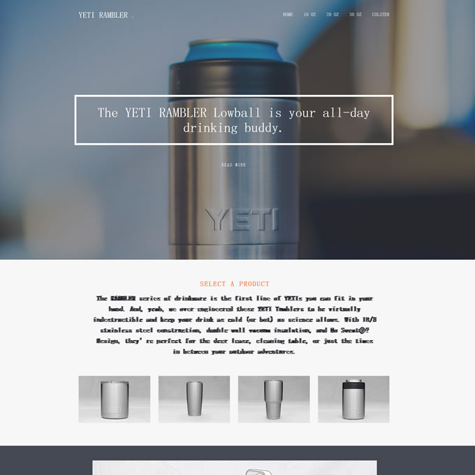 YETI RAMBLER HTML5自适应网页-外贸营销型产品单页网站建设