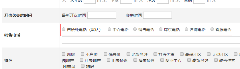 房产项目设置——销售电话可以设置多种文字说明选项 地方房产信息网站模板 第1张